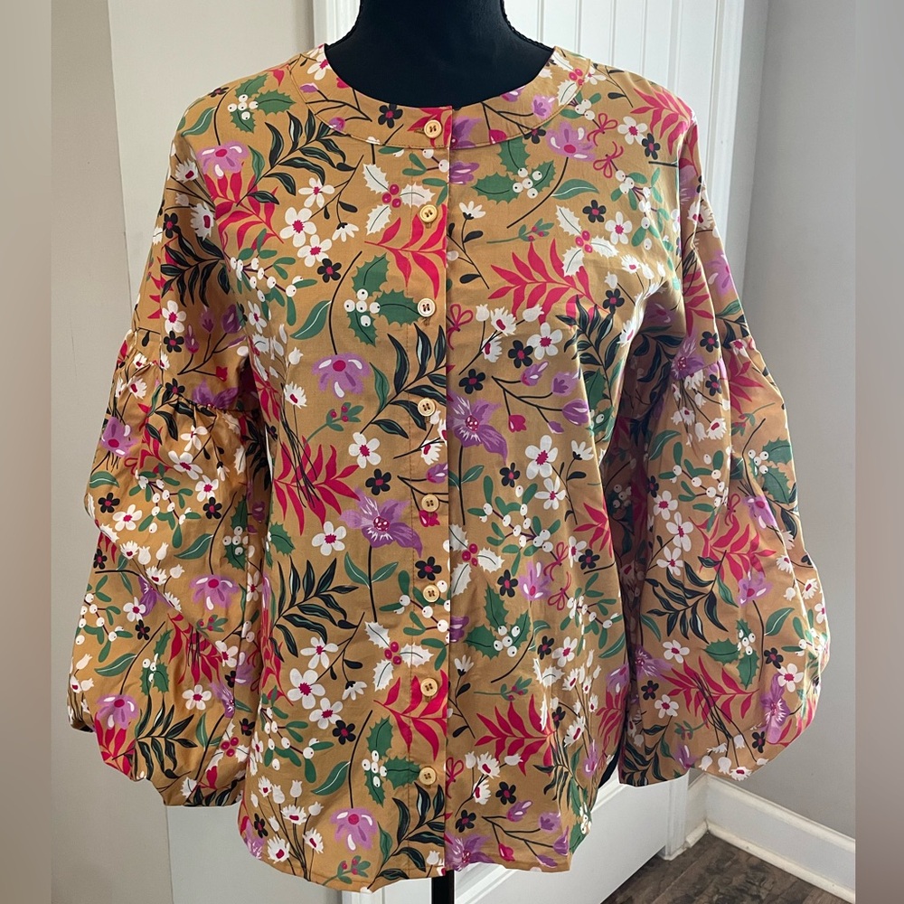 NEW Jodifl Floral Print Puff Balloon Sleeve Top NWT Size Small